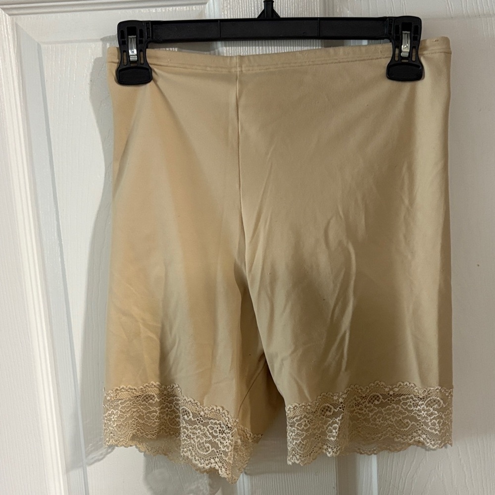 Flexees Tan Shapewear Shorts with Lace Trim